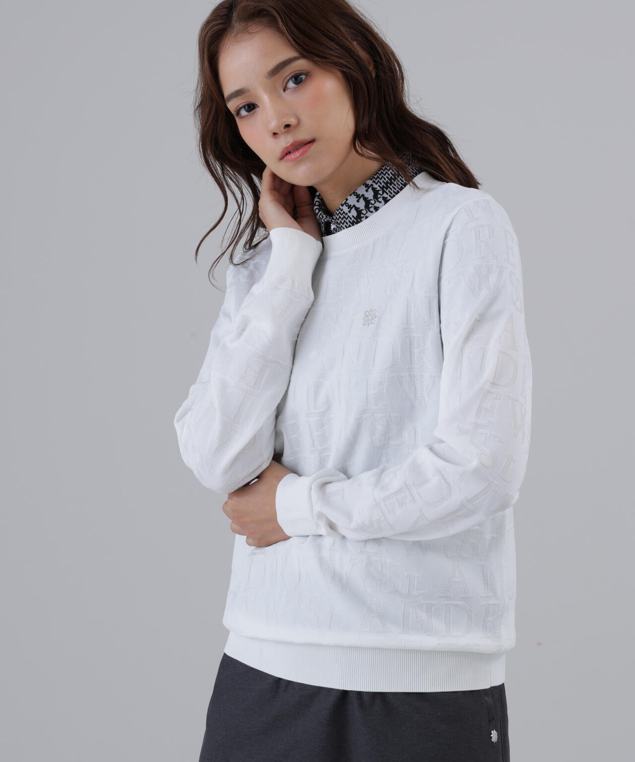 【オンライン限定SALE】ダブルロゴジャガードクルーネックニットプルオーバー (WOMENS)