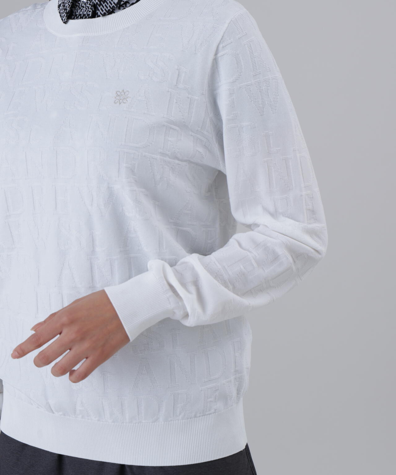 【オンライン限定SALE】ダブルロゴジャガードクルーネックニットプルオーバー (WOMENS)