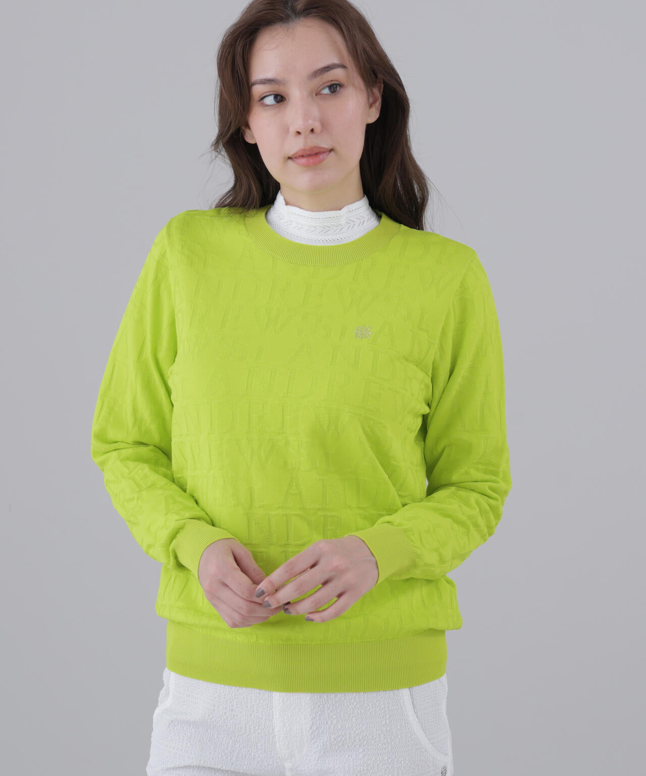 【オンライン限定SALE】ダブルロゴジャガードクルーネックニットプルオーバー (WOMENS)