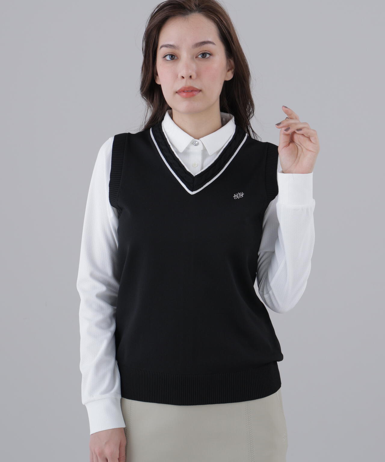 【オンライン限定SALE】12G天竺Vネックニットベスト (WOMENS)