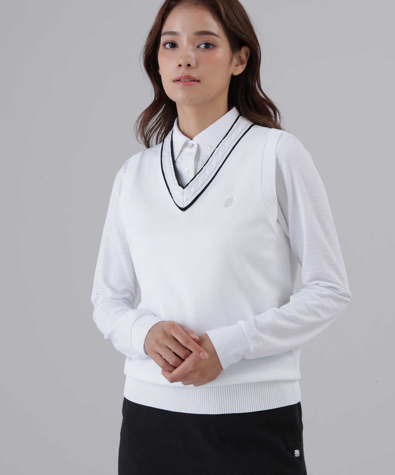 【オンライン限定SALE】12G天竺Vネックニットベスト (WOMENS)