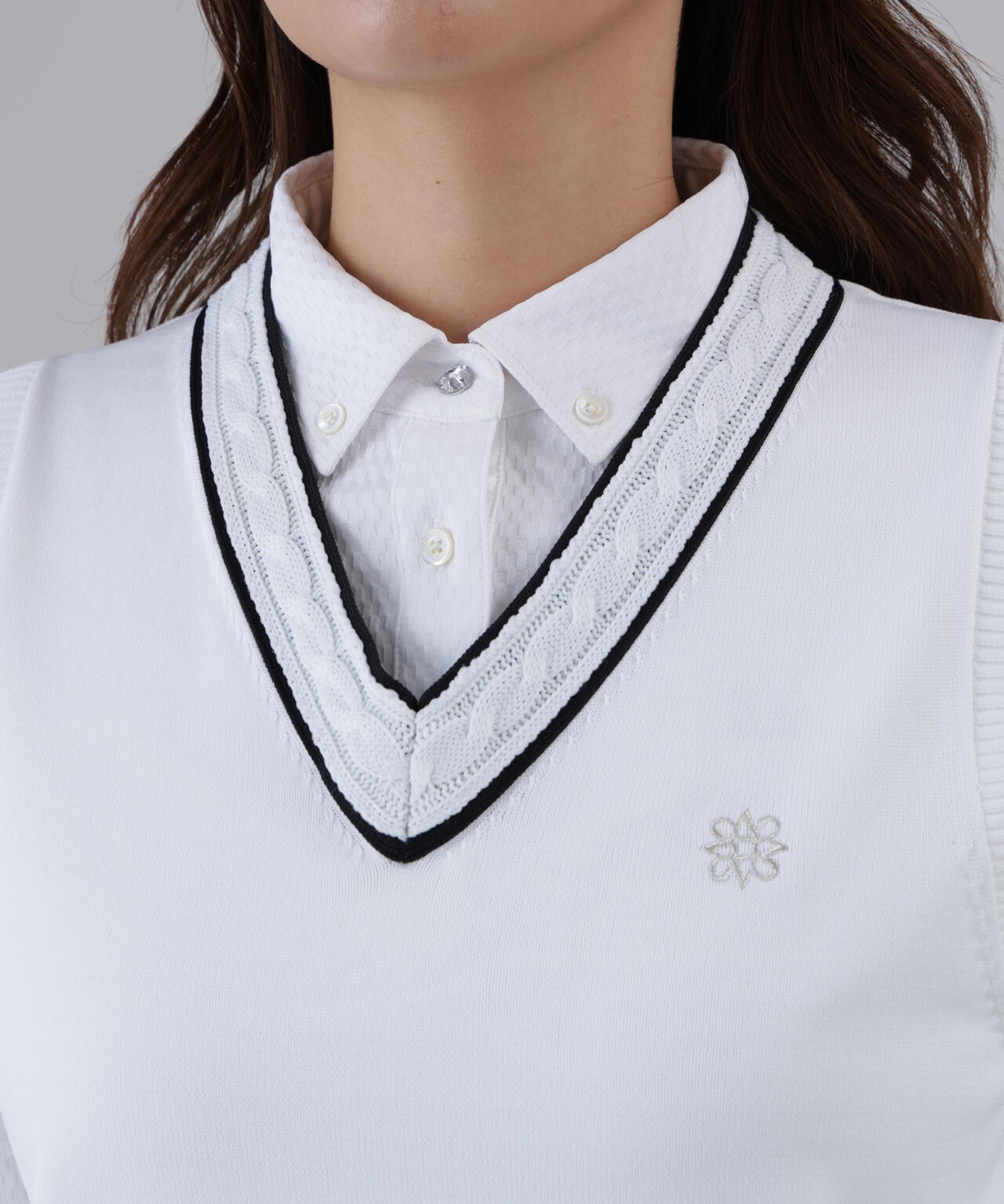 【オンライン限定SALE】12G天竺Vネックニットベスト (WOMENS)