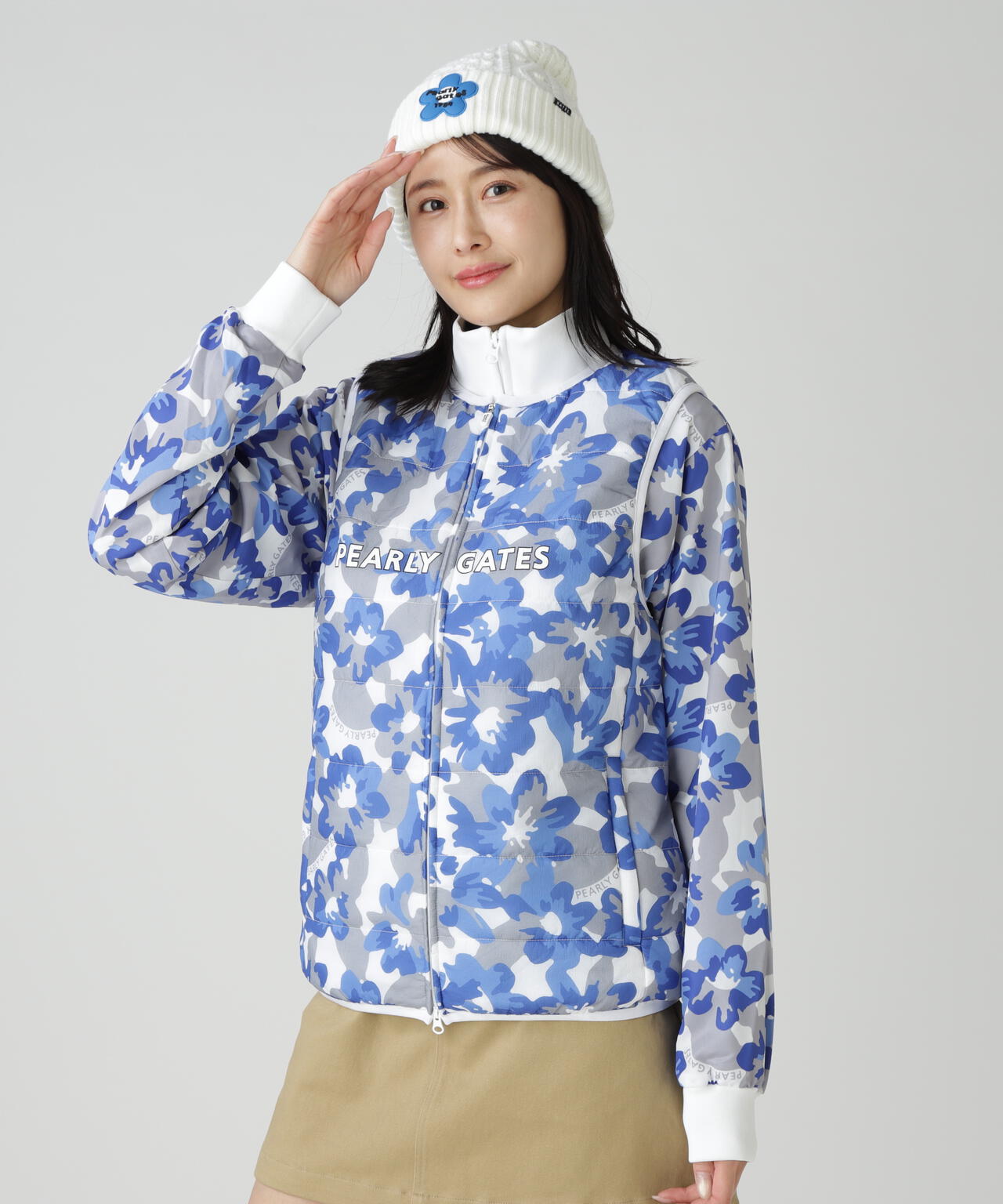 【PG is PG】Nyリップ＿タフレックス×サーモトロン中綿ツインブルゾン ＜ラフ花ロゴ小柄＞