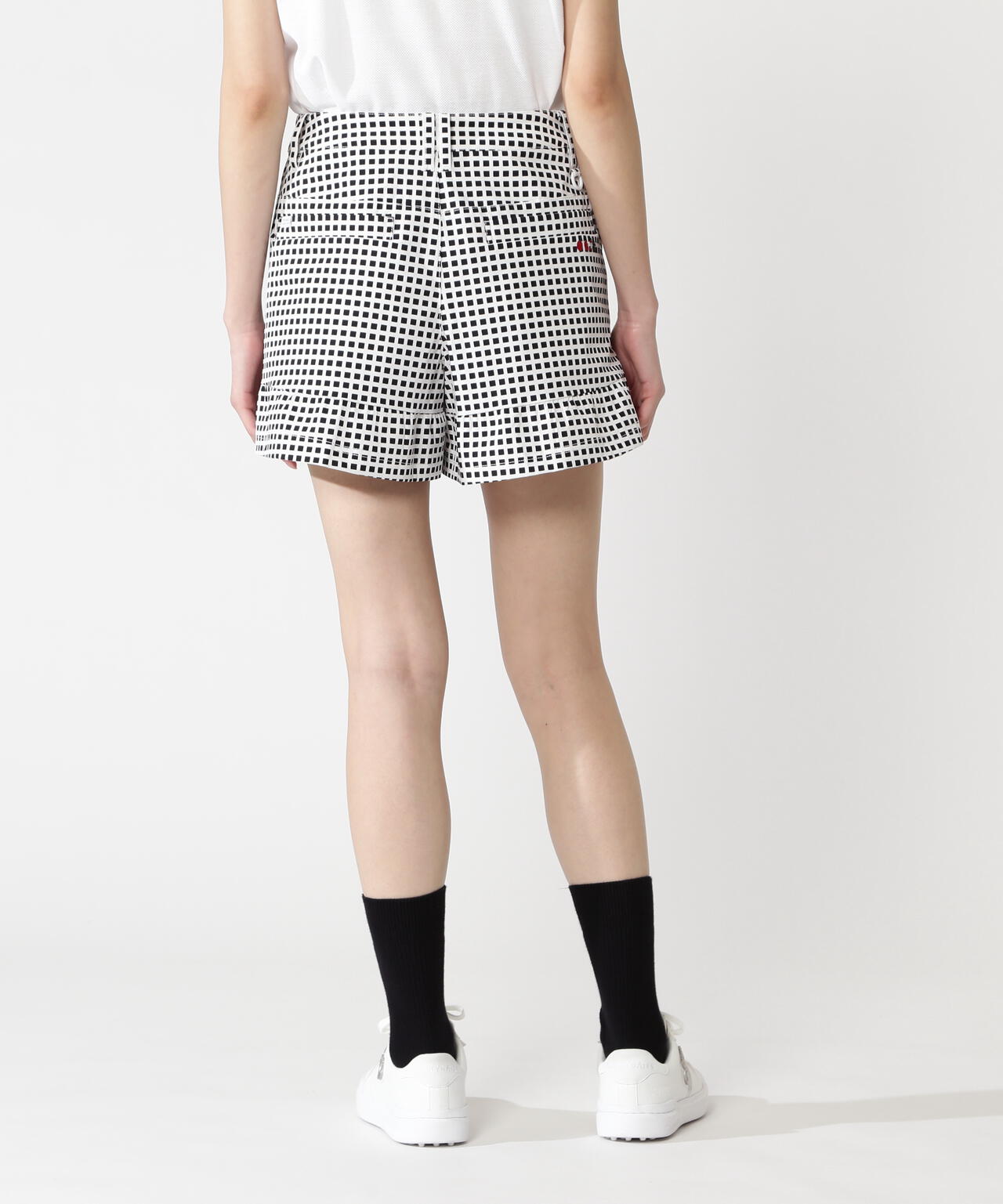 綿ライクNY/PUハイストレッチラップ風ショートパンツ