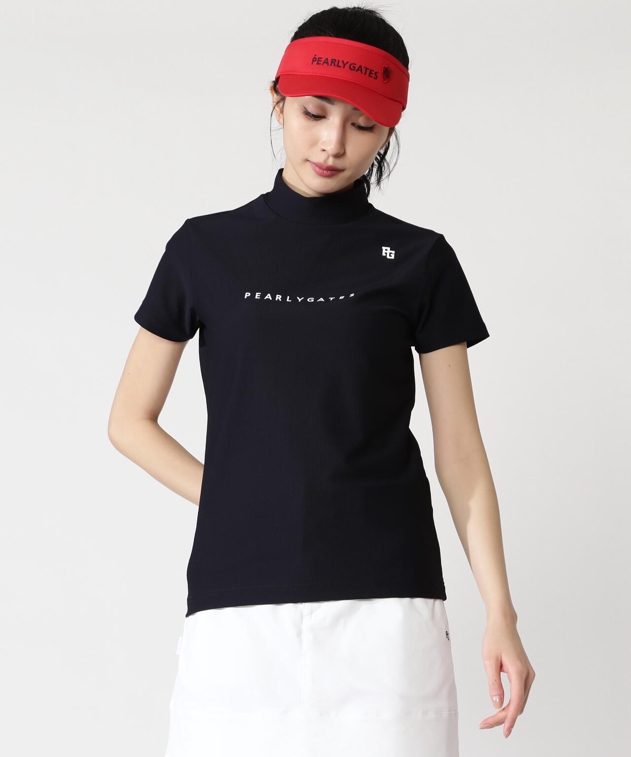 4WAYストレッチリップル半袖ハイネックカットソー