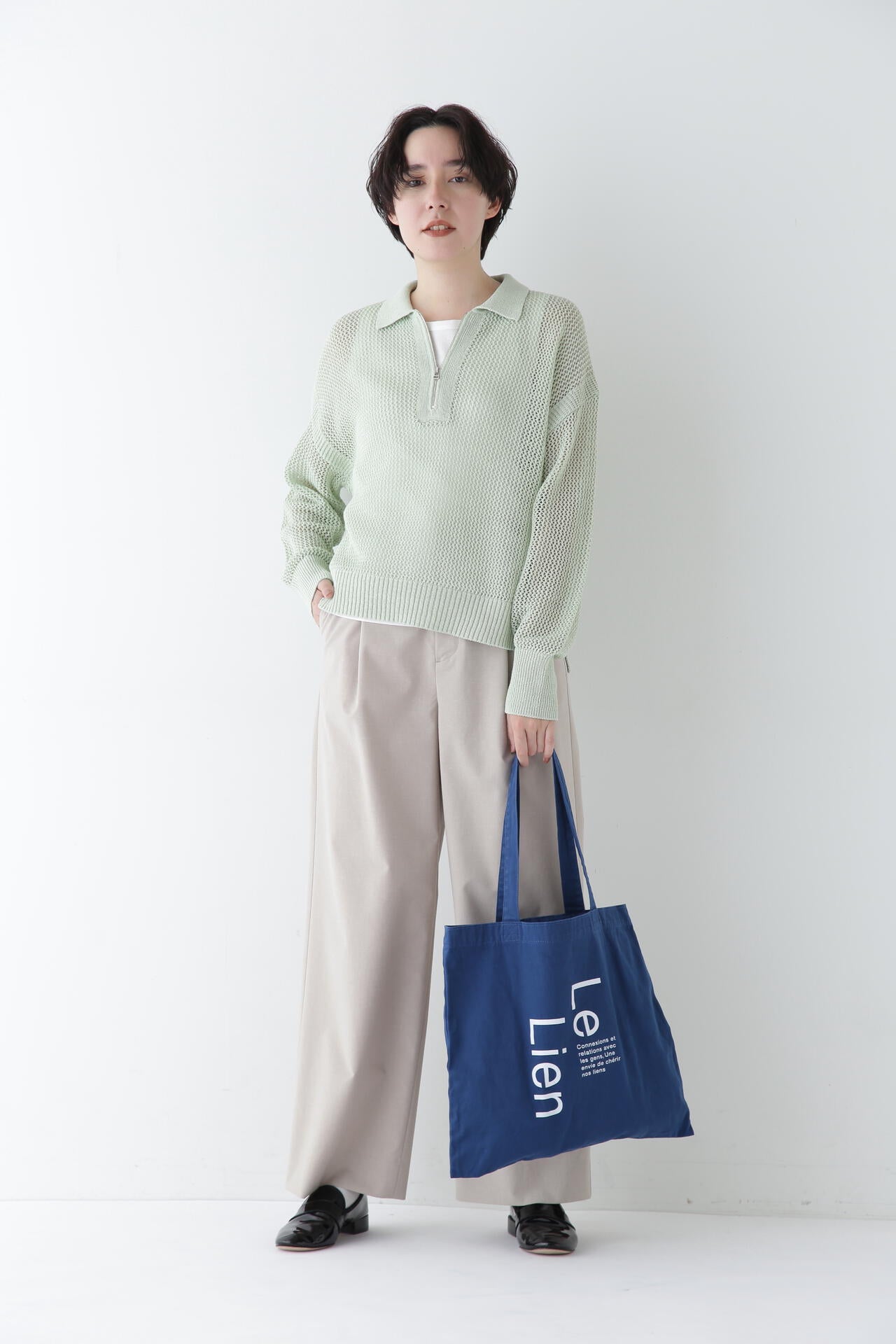 【WEB限定サイズ】Ｐレーヨン麻ポプリンマーベルトセミワイドパンツ