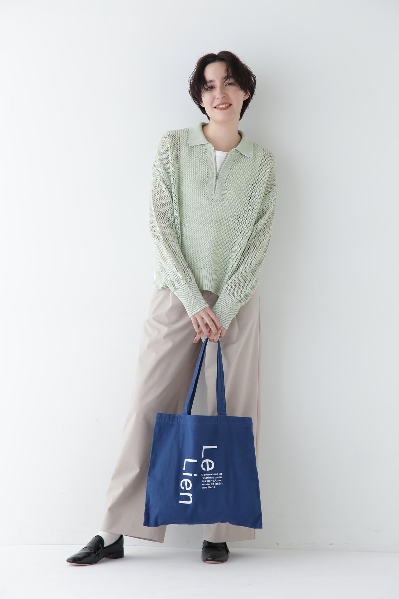 【ウォッシャブル】テープヤーンメッシュスキッパープルオーバー