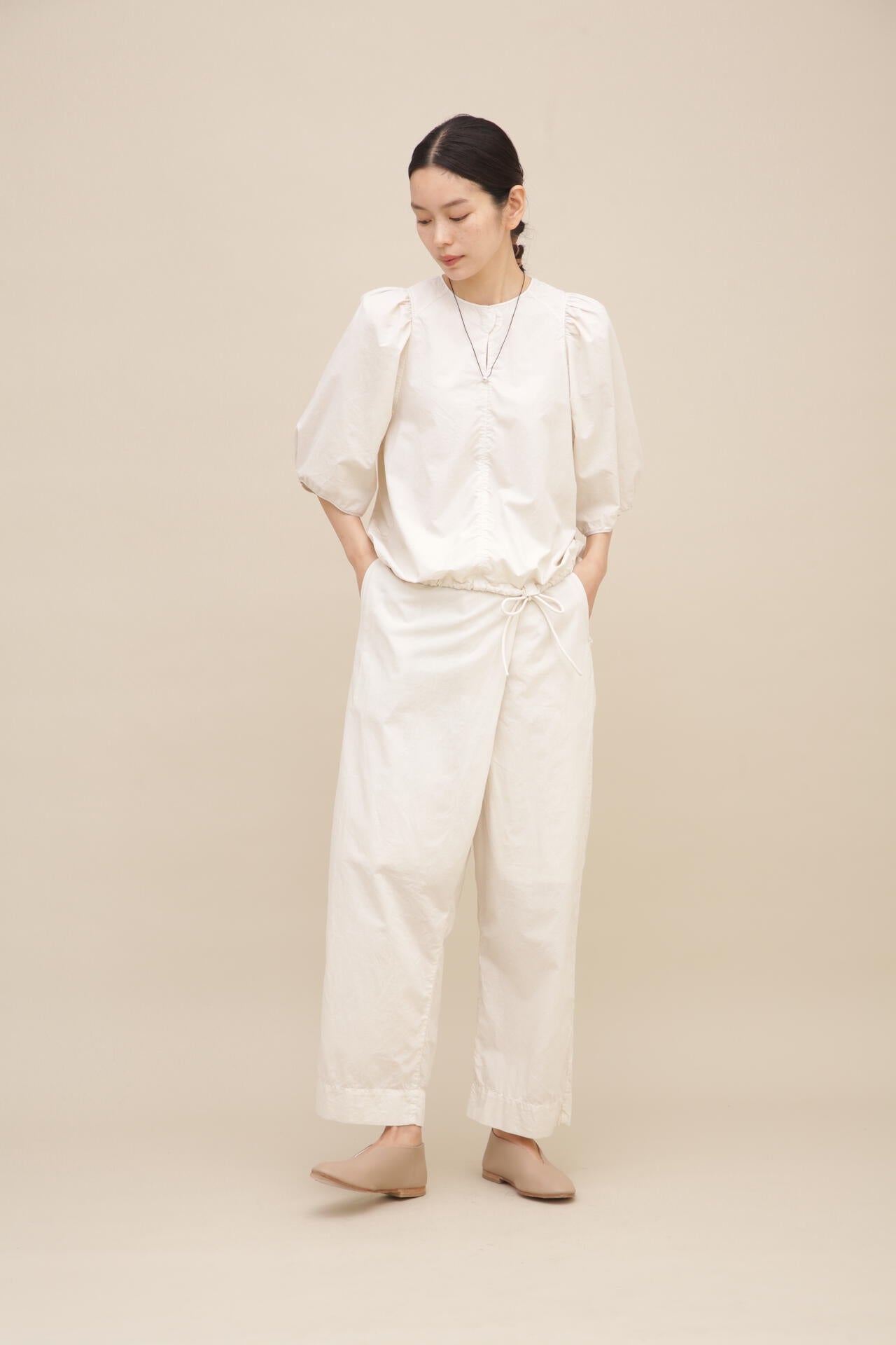 轟木節子×wagona　製品染めコットンシルクブロードパンツ