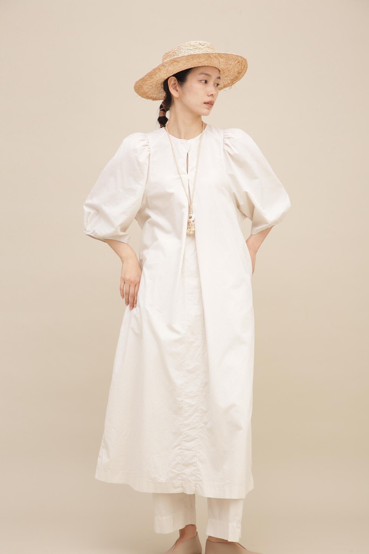 轟木節子×wagona　製品染めコットンシルクブロードワンピース