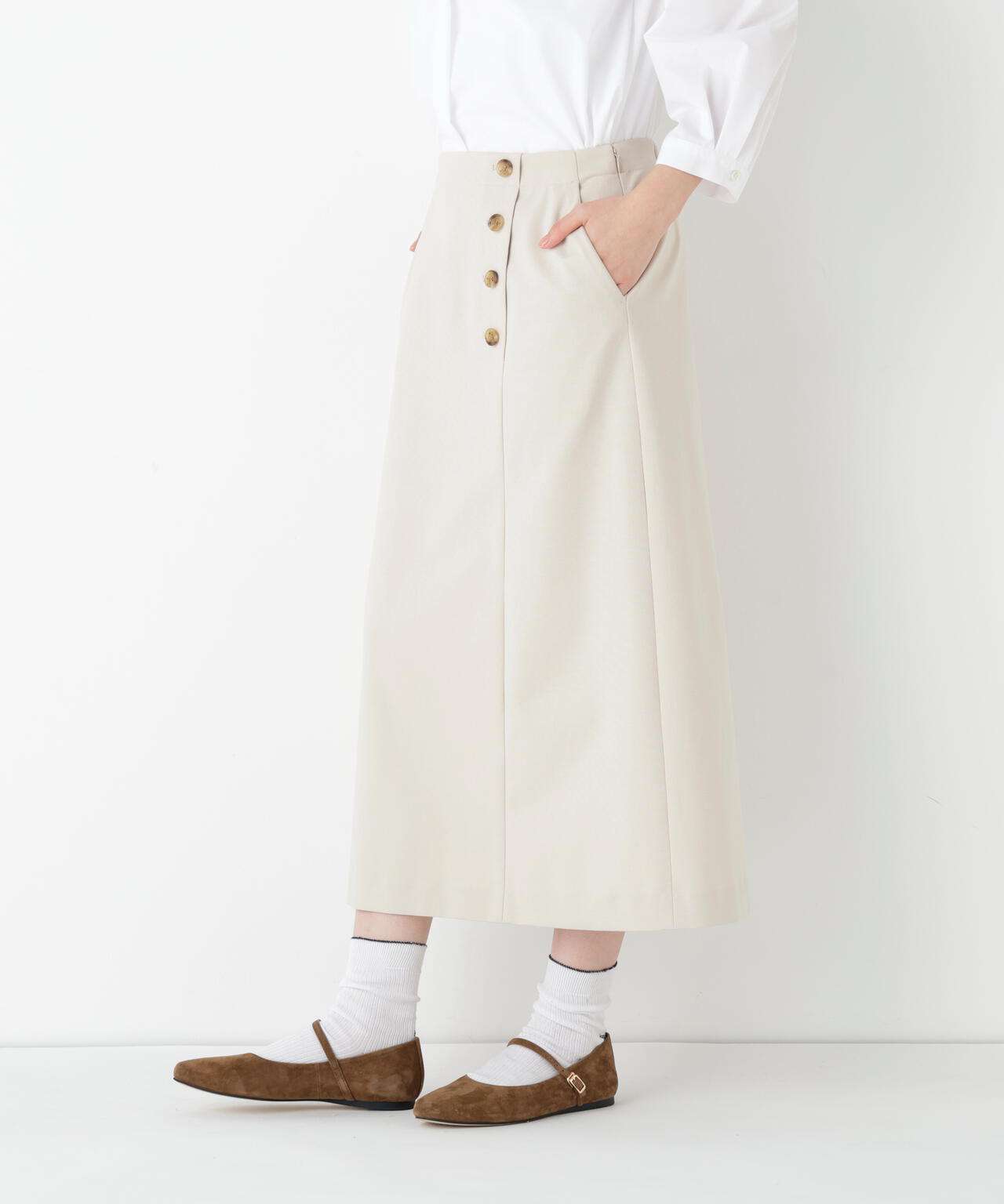 《洗える》ストレッチポンチＡラインスカート