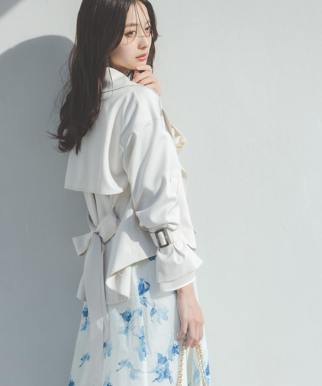 ＜防シワ/花粉リリース＞ショートトレンチコート