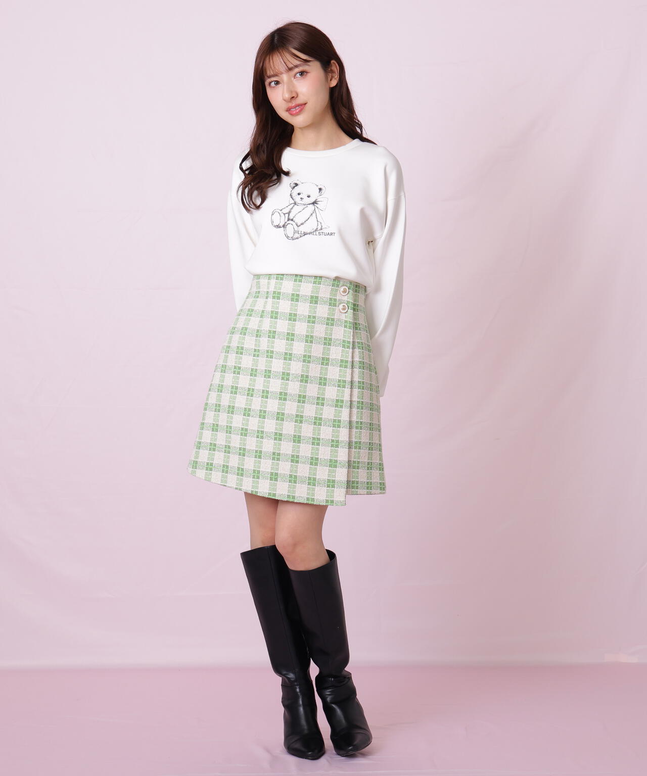 ブロックチェックツィードミニスカート