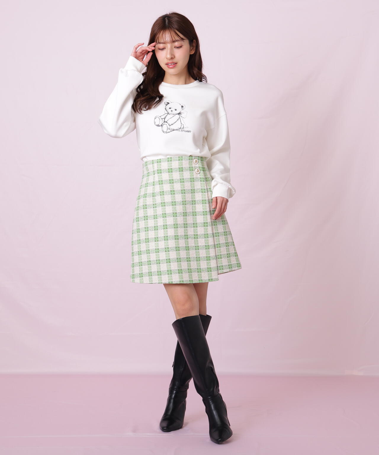 ブロックチェックツィードミニスカート
