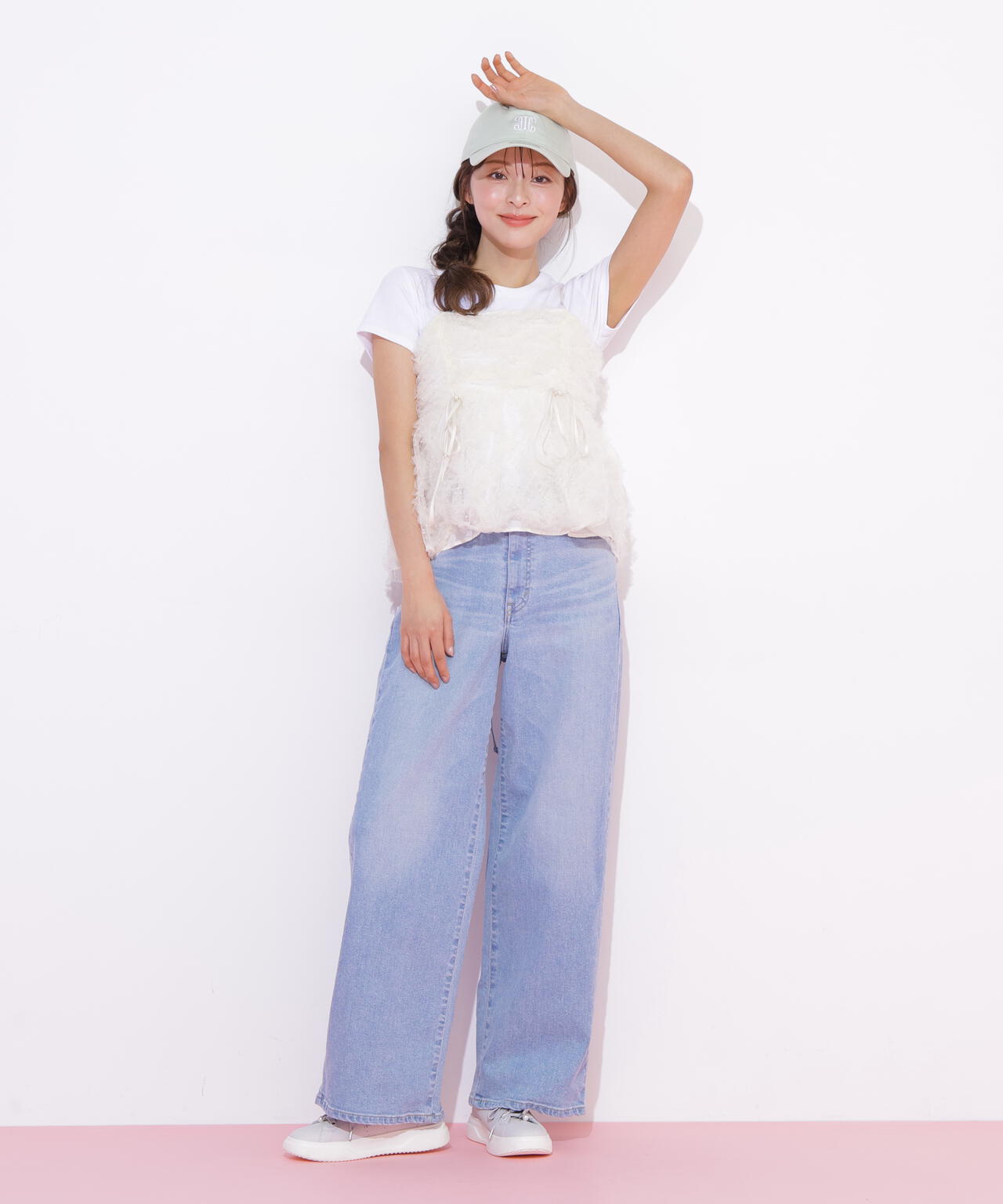 SOMETHING 別注レースアップワイドデニムパンツ