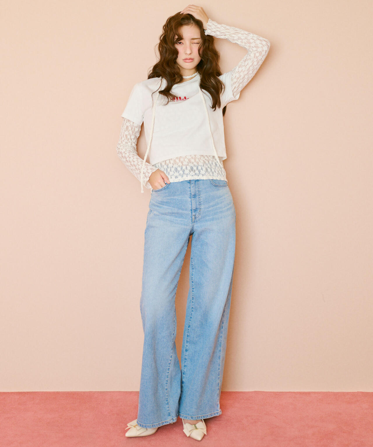 ショート丈刺繍ロゴTシャツオーガニックコットン