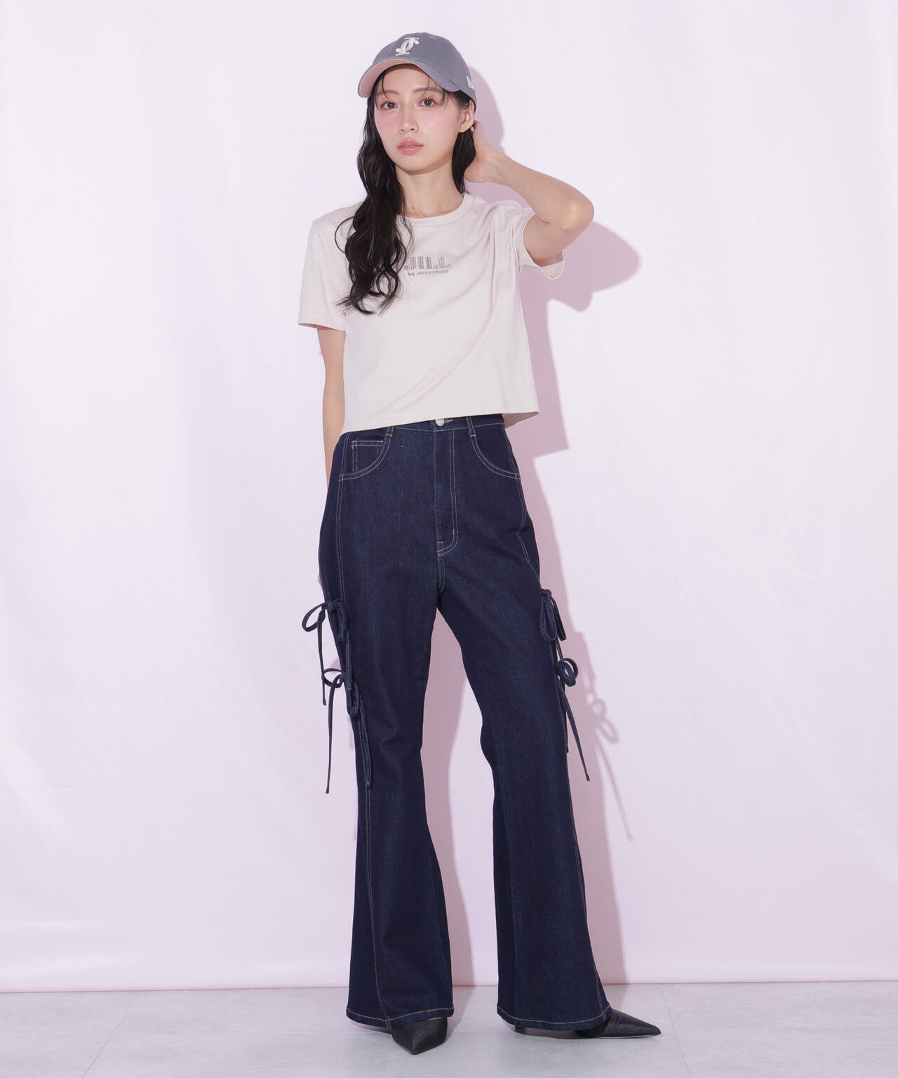 ショート丈刺繍ロゴTシャツオーガニックコットン