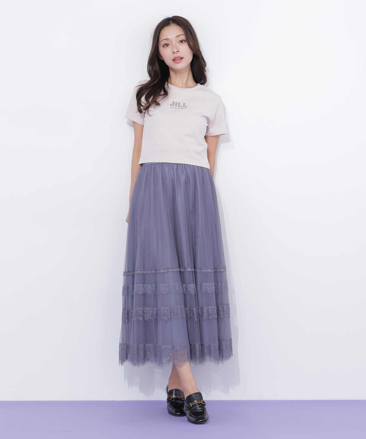 ショート丈刺繍ロゴTシャツオーガニックコットン