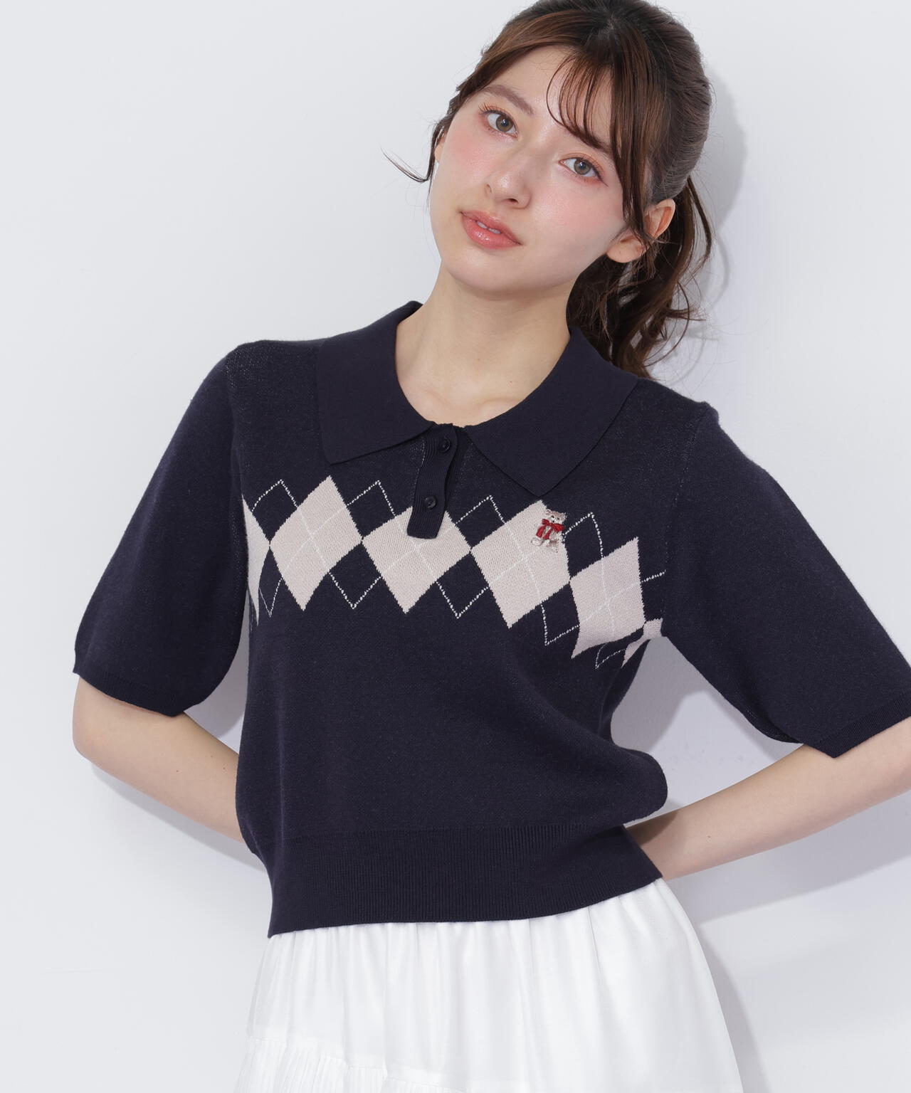 ＜ＢＥＡＲシリーズ＞ポロ襟アーガイルニット