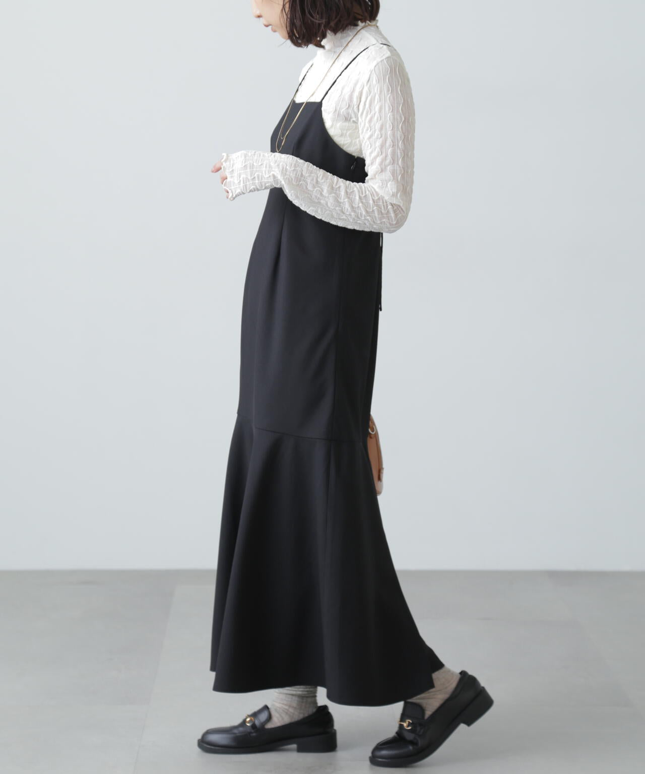 【3サイズ展開XS-M】2ストラップマーメイドキャミワンピース【低身長サイズ有】