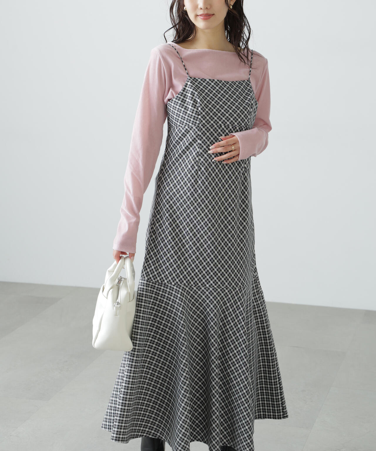 【3サイズ展開XS-M】2ストラップマーメイドキャミワンピース【低身長サイズ有】