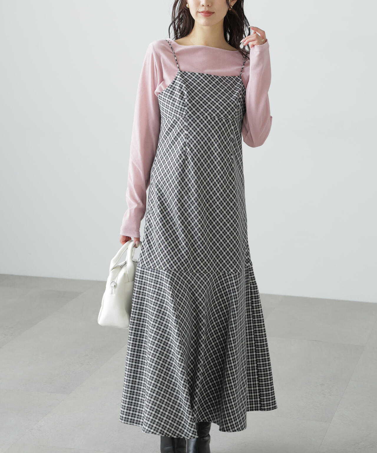 【3サイズ展開XS-M】2ストラップマーメイドキャミワンピース【低身長サイズ有】