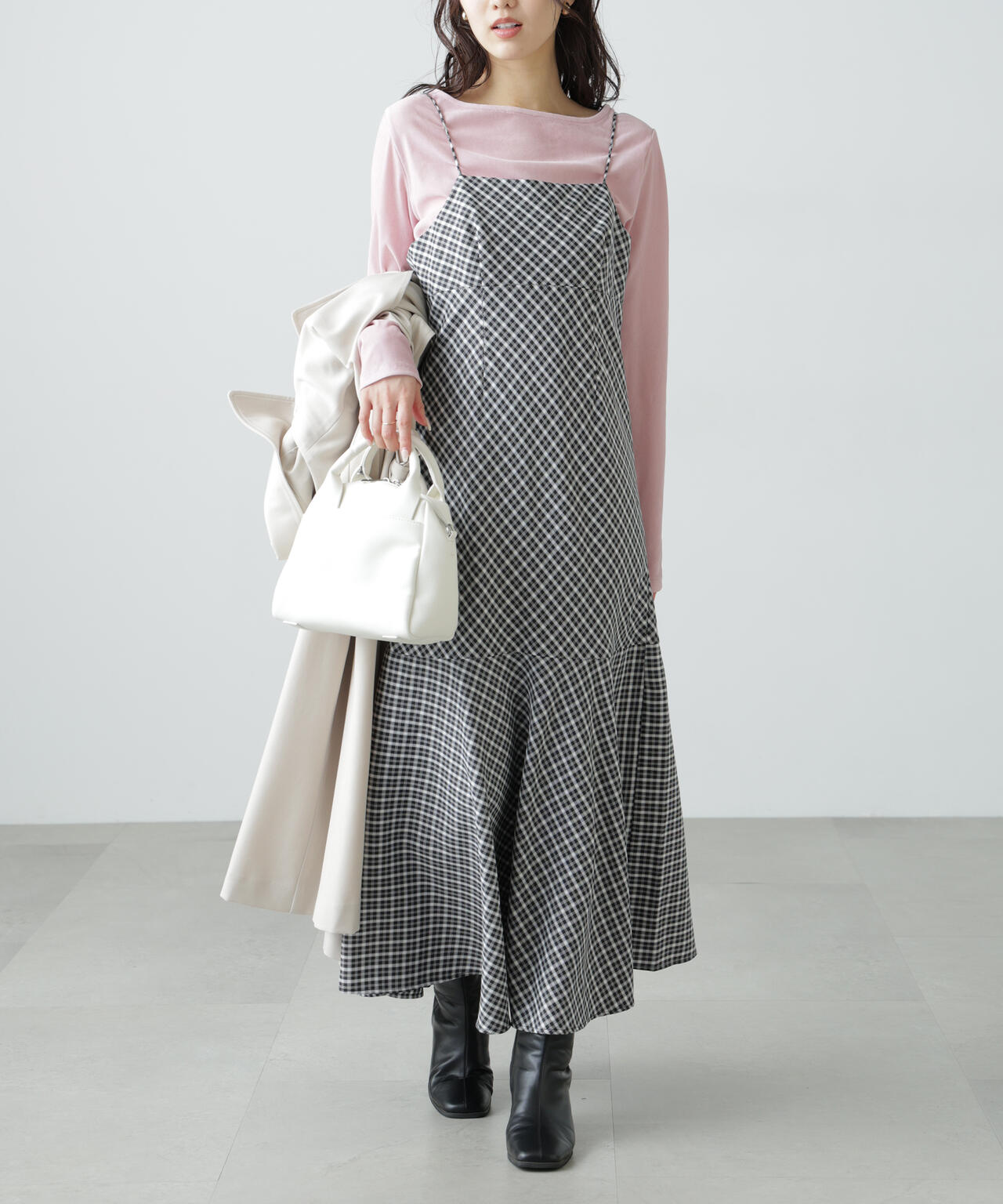【3サイズ展開XS-M】2ストラップマーメイドキャミワンピース【低身長サイズ有】