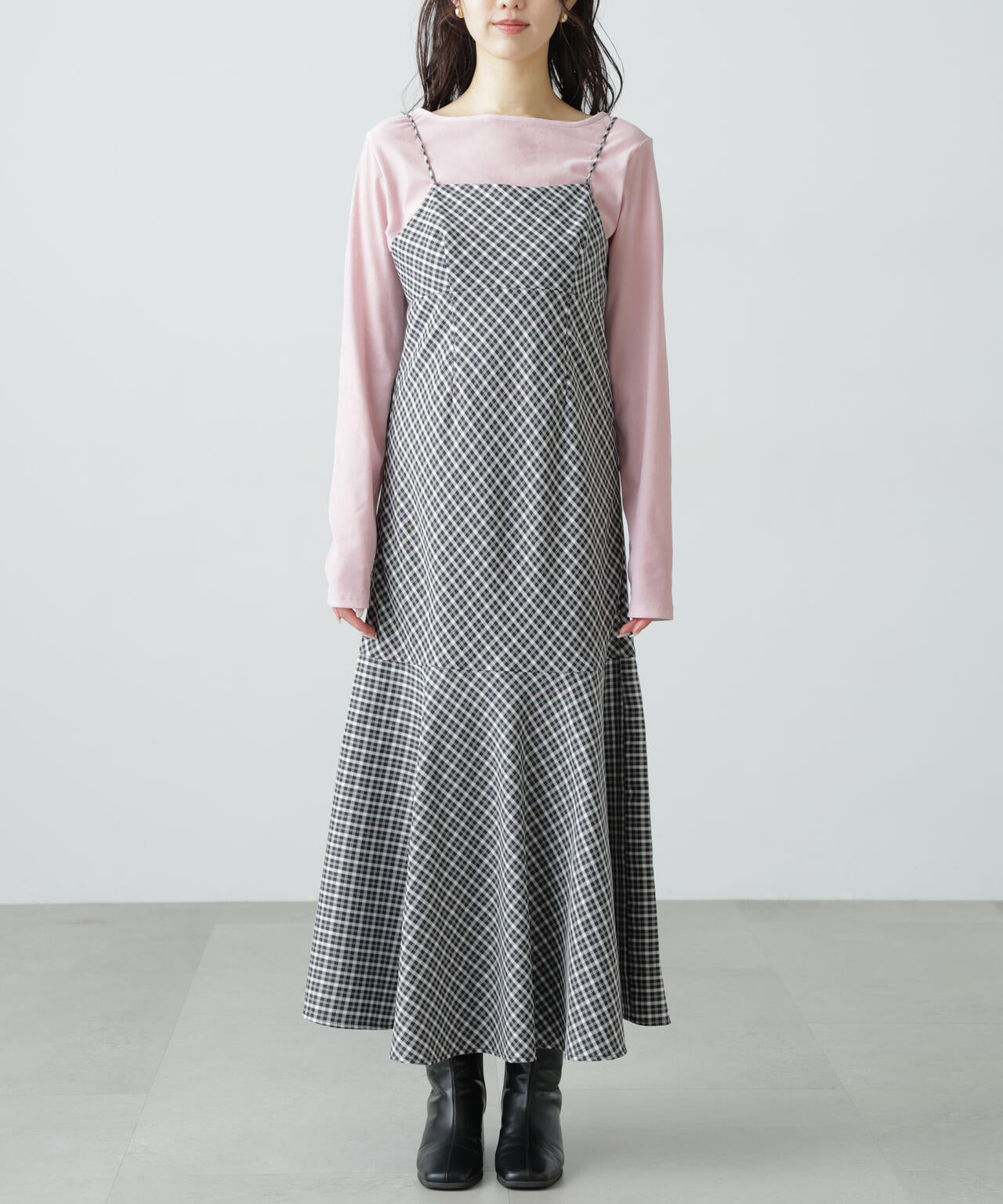 【3サイズ展開XS-M】2ストラップマーメイドキャミワンピース【低身長サイズ有】