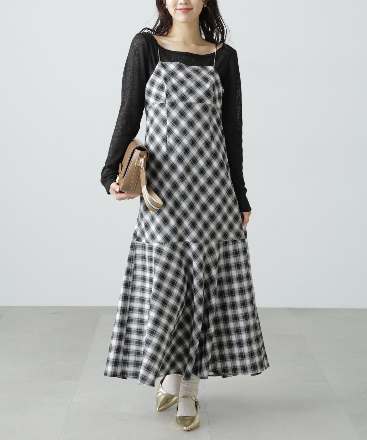 【3サイズ展開XS-M】2ストラップマーメイドキャミワンピース【低身長サイズ有】
