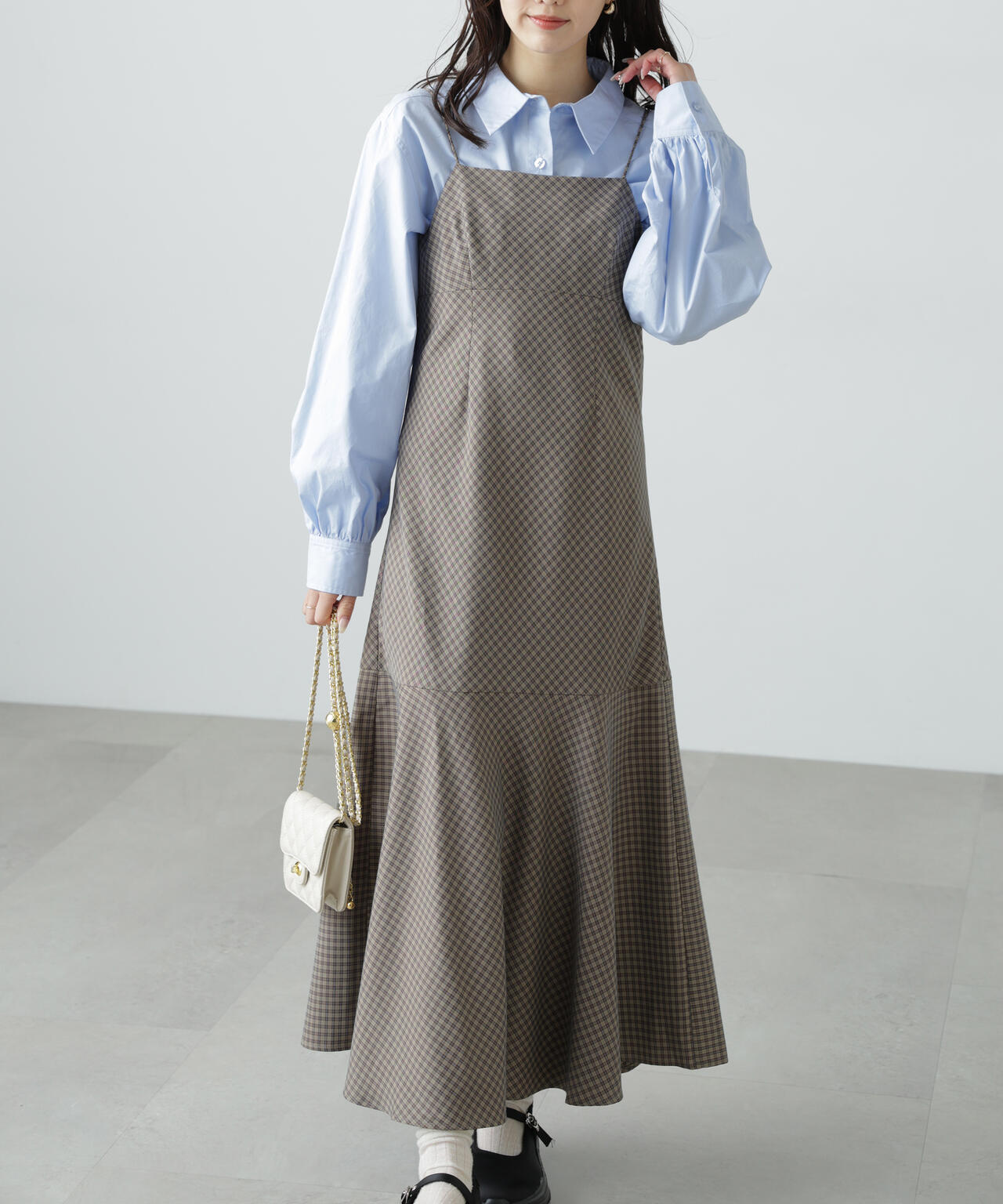 【3サイズ展開XS-M】2ストラップマーメイドキャミワンピース【低身長サイズ有】