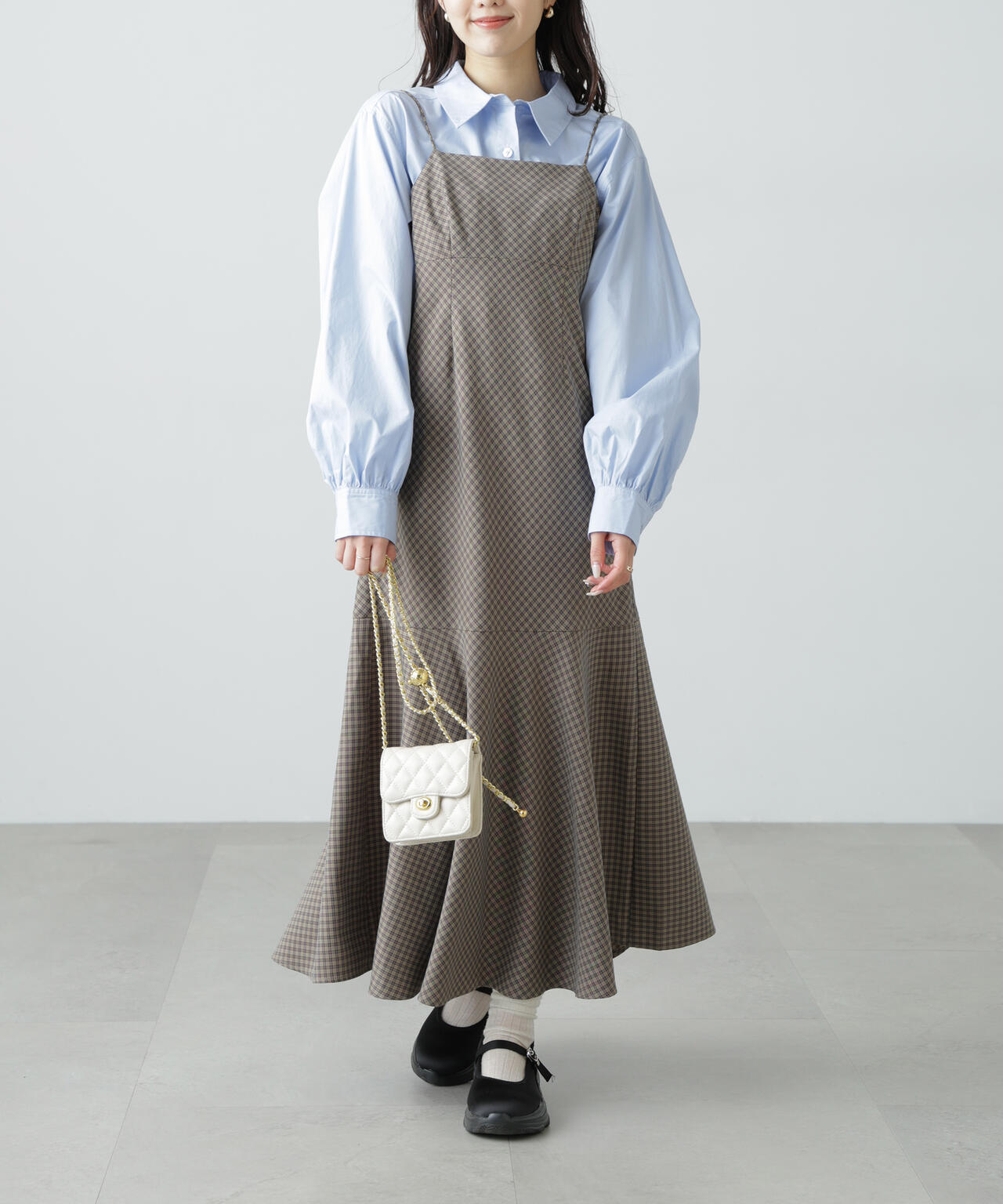 【3サイズ展開XS-M】2ストラップマーメイドキャミワンピース【低身長サイズ有】