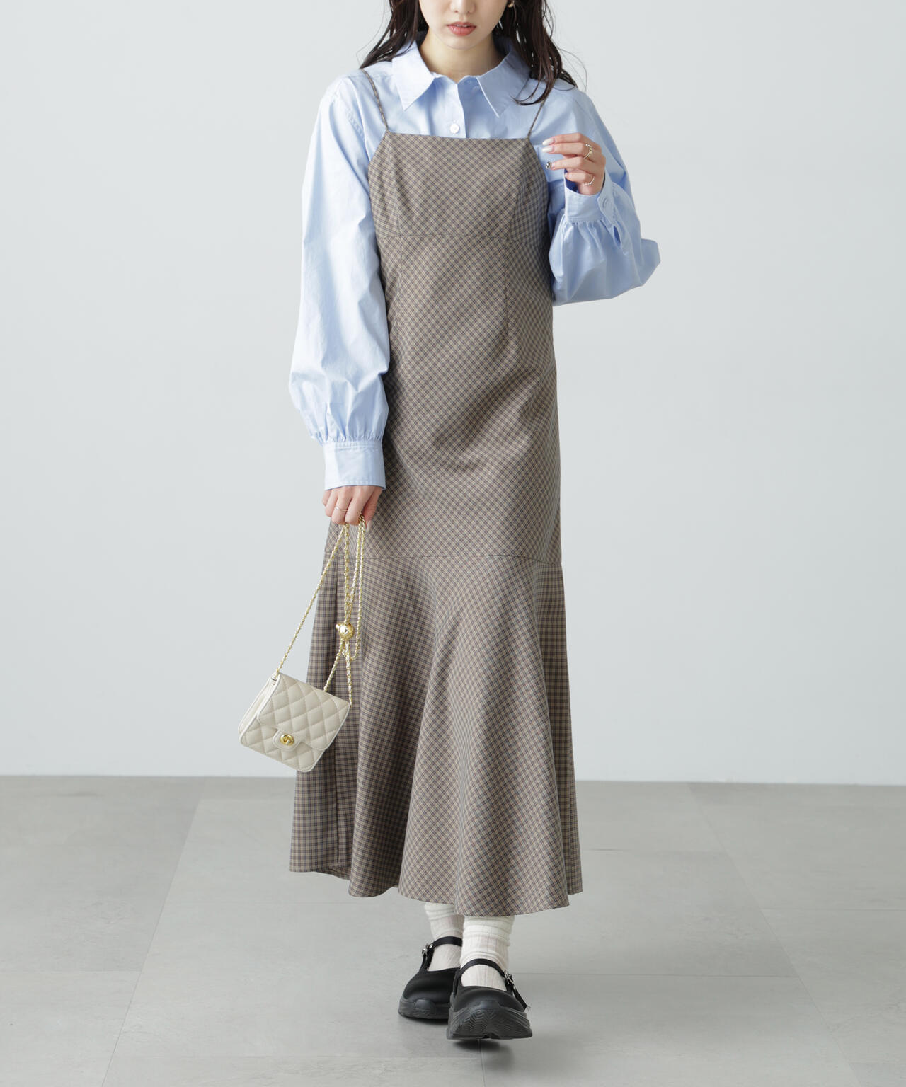 【3サイズ展開XS-M】2ストラップマーメイドキャミワンピース【低身長サイズ有】
