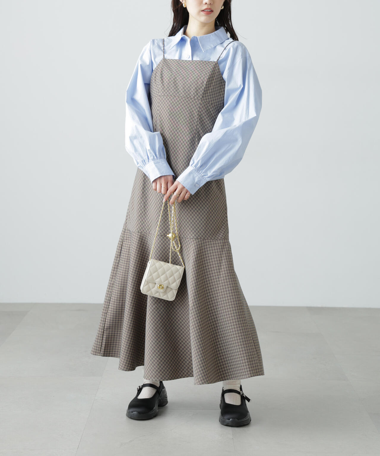 【3サイズ展開XS-M】2ストラップマーメイドキャミワンピース【低身長サイズ有】