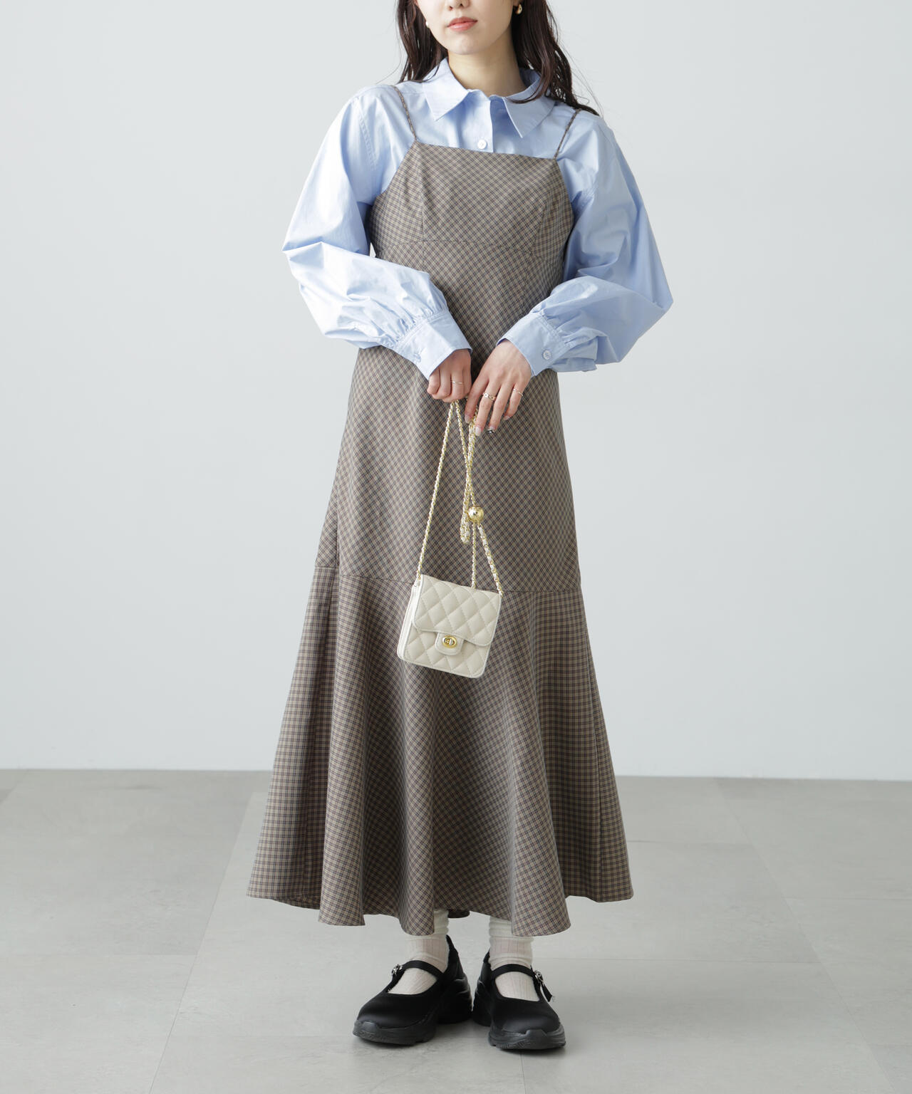 【3サイズ展開XS-M】2ストラップマーメイドキャミワンピース【低身長サイズ有】