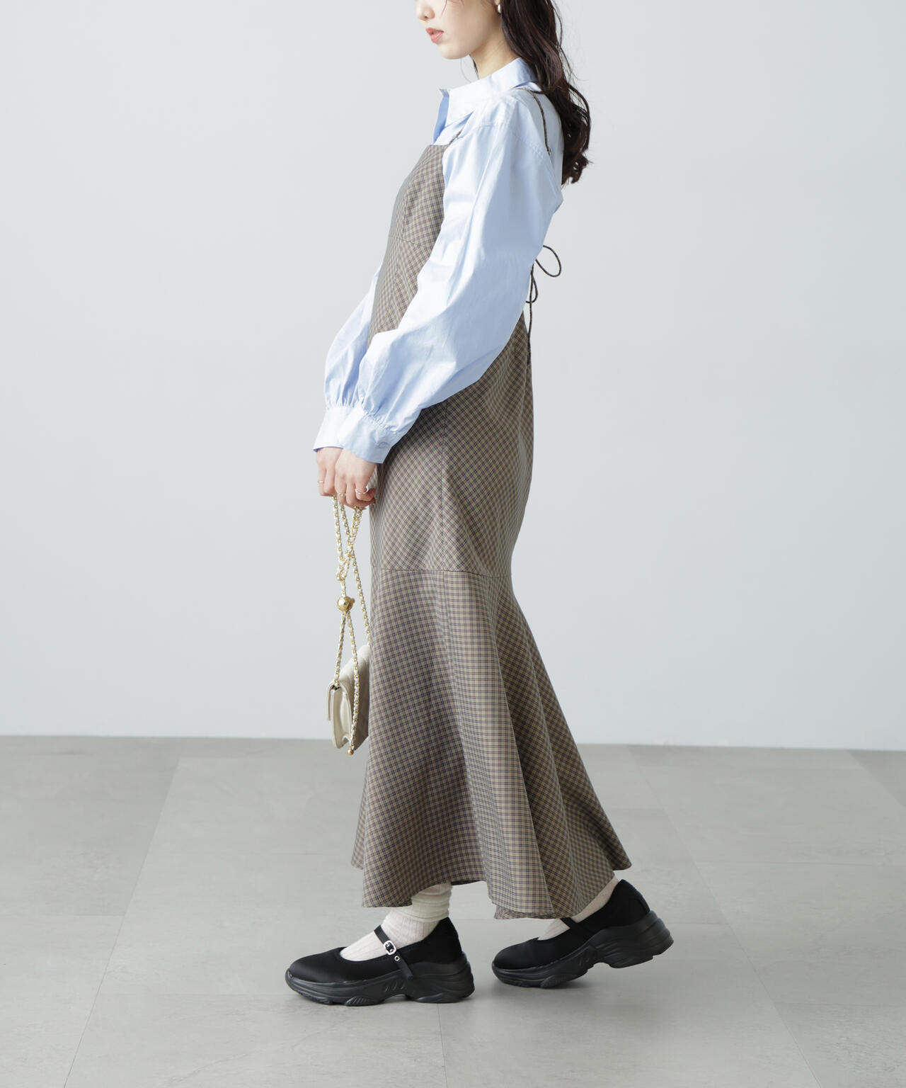 【3サイズ展開XS-M】2ストラップマーメイドキャミワンピース【低身長サイズ有】