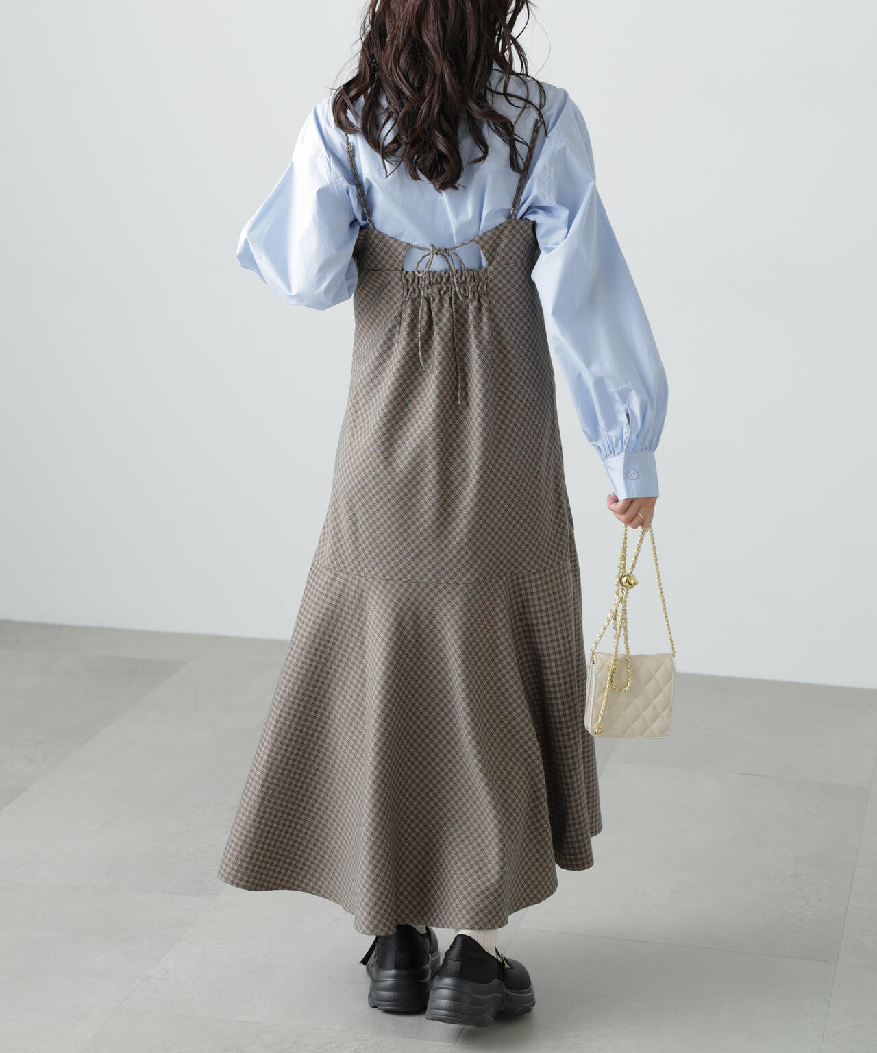 【3サイズ展開XS-M】2ストラップマーメイドキャミワンピース【低身長サイズ有】