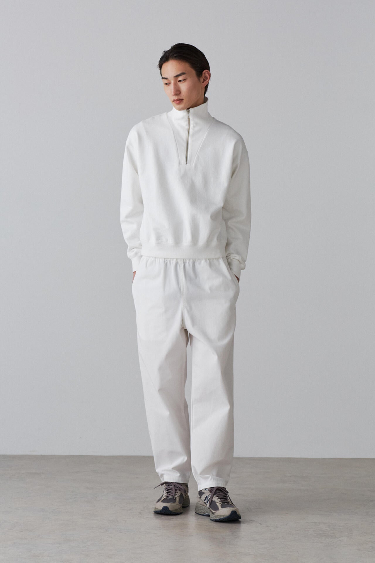 Ｙ / ORGANIC COTTON BLEND HEAVY WEIGHT FLEECE HALF ZIP