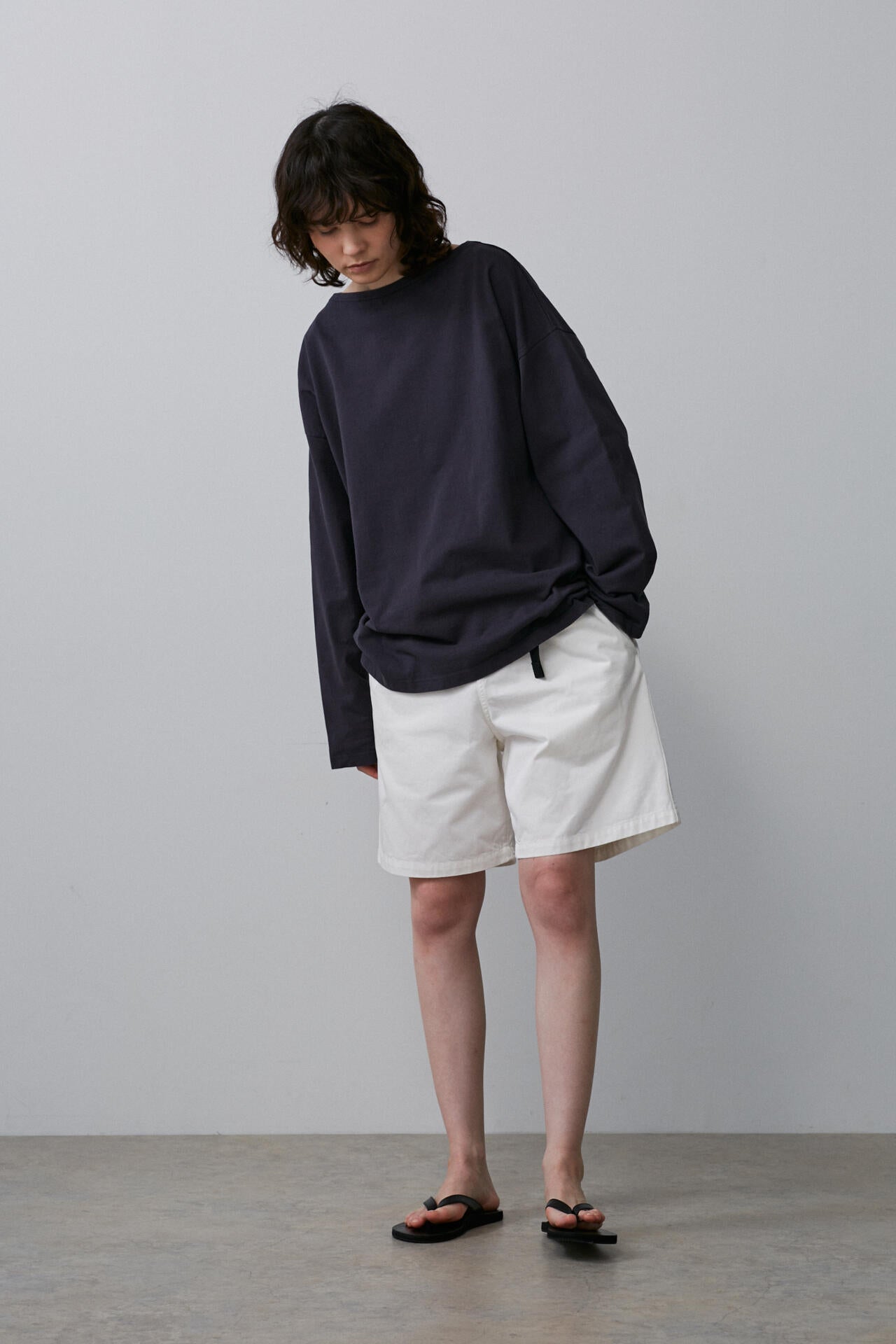 Y / ORGANIC COTTON JERSEY BOAT NECK PULL OVER
