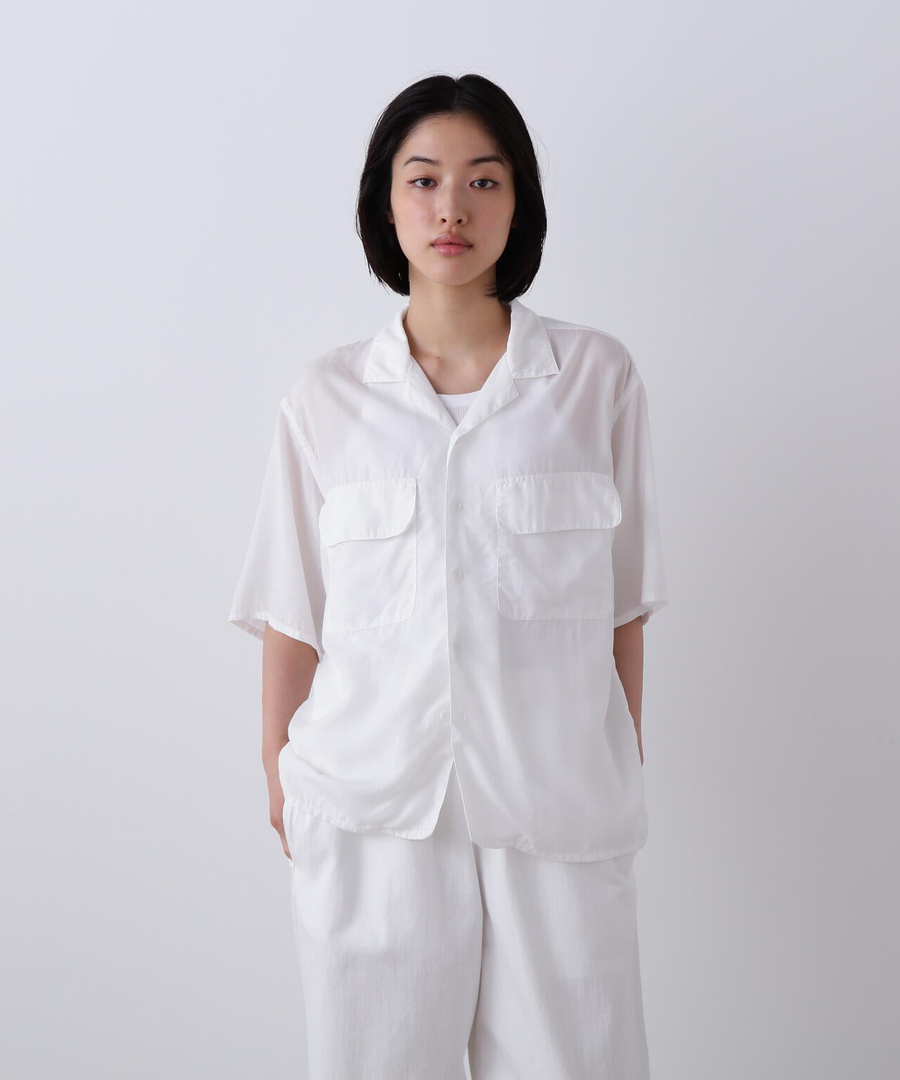 Ｙ / TENCEL POPLIN OPEN COLLAR SHIRT