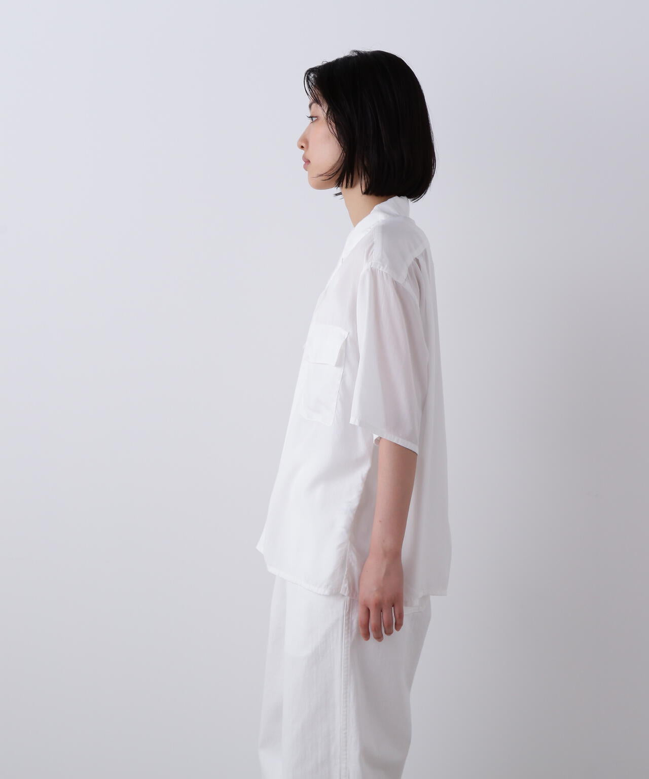 Ｙ / TENCEL POPLIN OPEN COLLAR SHIRT