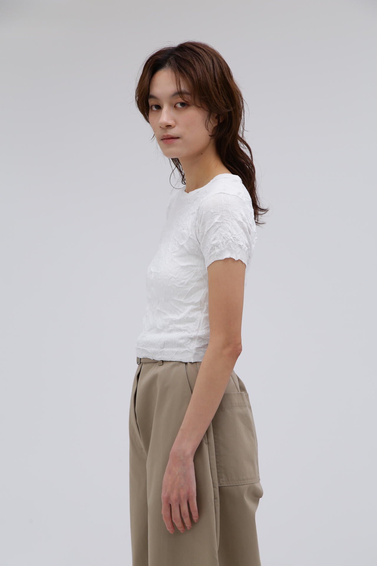 SAYAKA DAVIS / CRINKLED PETITE KNIT TEE