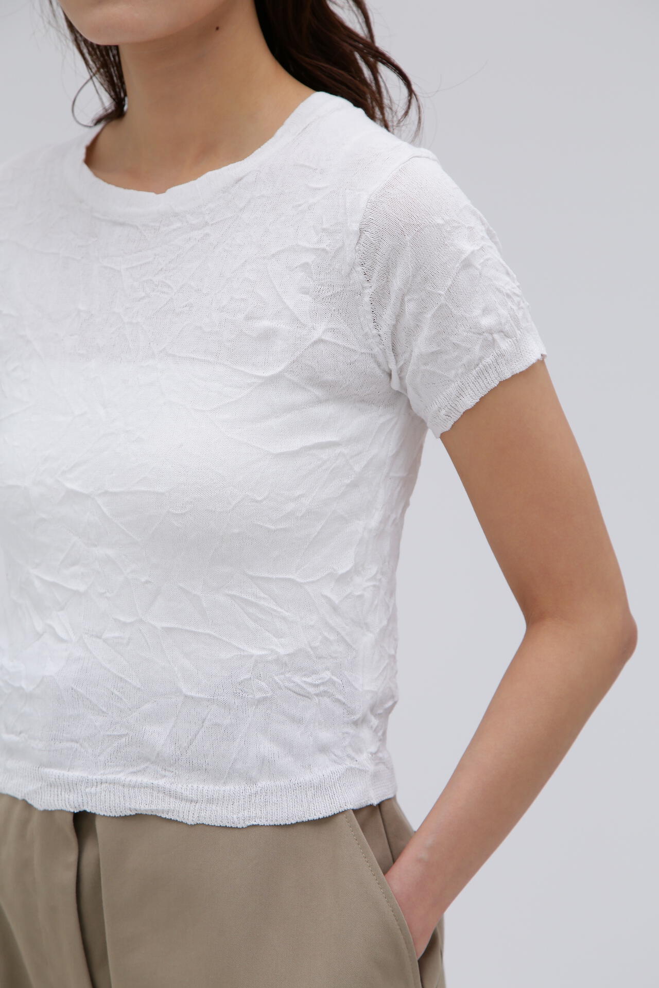 SAYAKA DAVIS / CRINKLED PETITE KNIT TEE