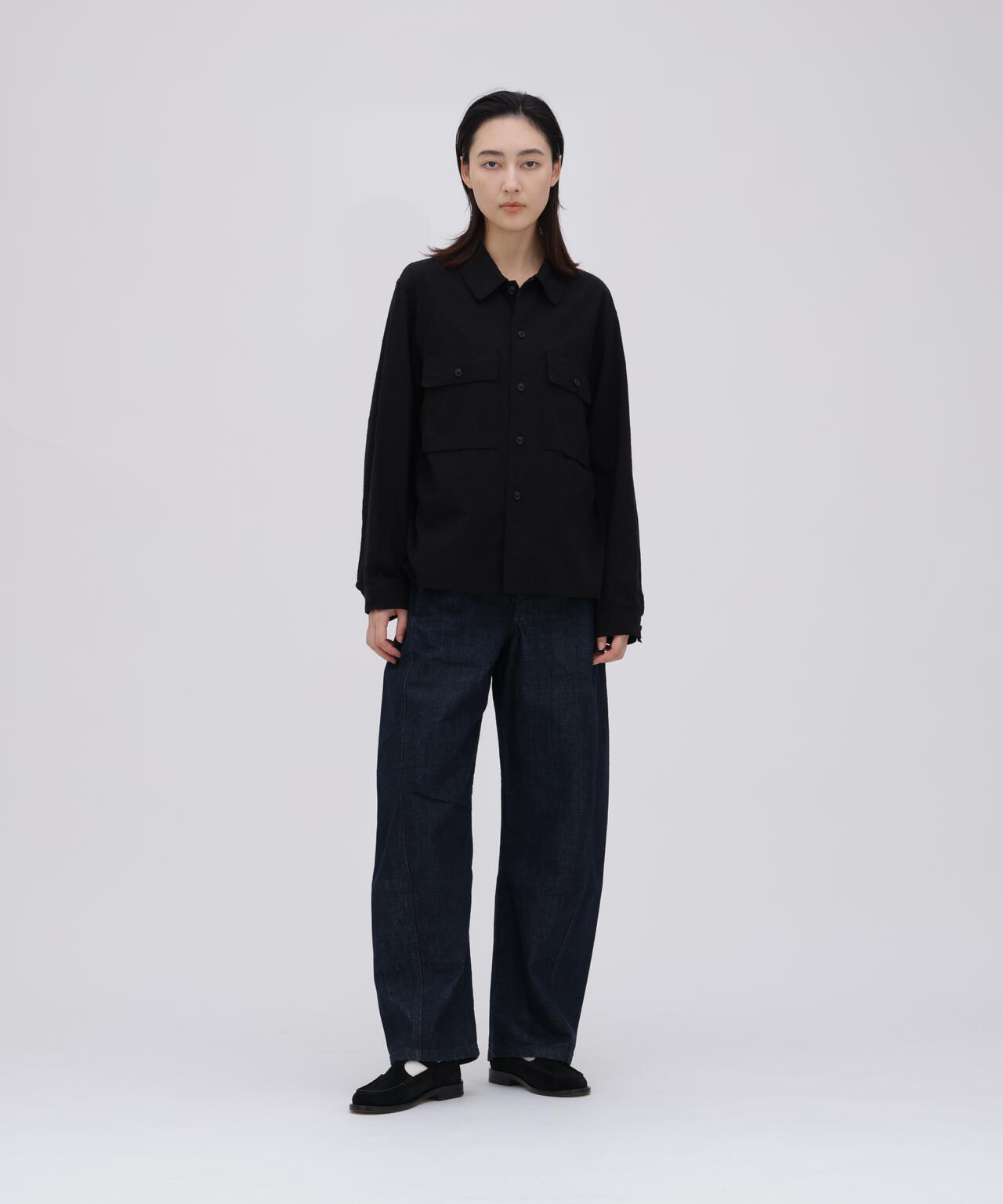 [別注] blurhms / SILK COTTN NEP PLAID MILITARY SHIRT