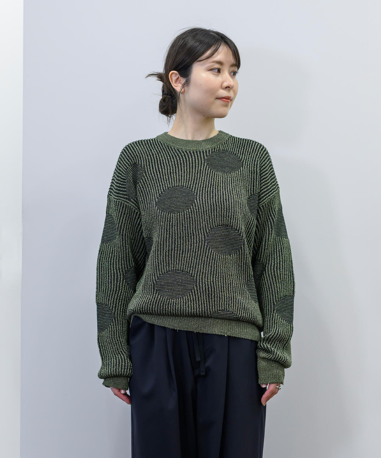 Cristaseya / RIBBED POLKA DOTS WASHI PAPER SWEATER