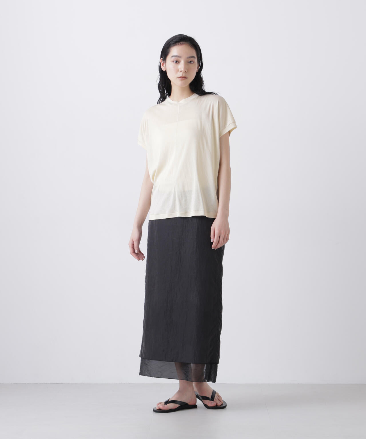 ATON / COTTON LINEN FRAISE OVERSIZED T-SHIRT