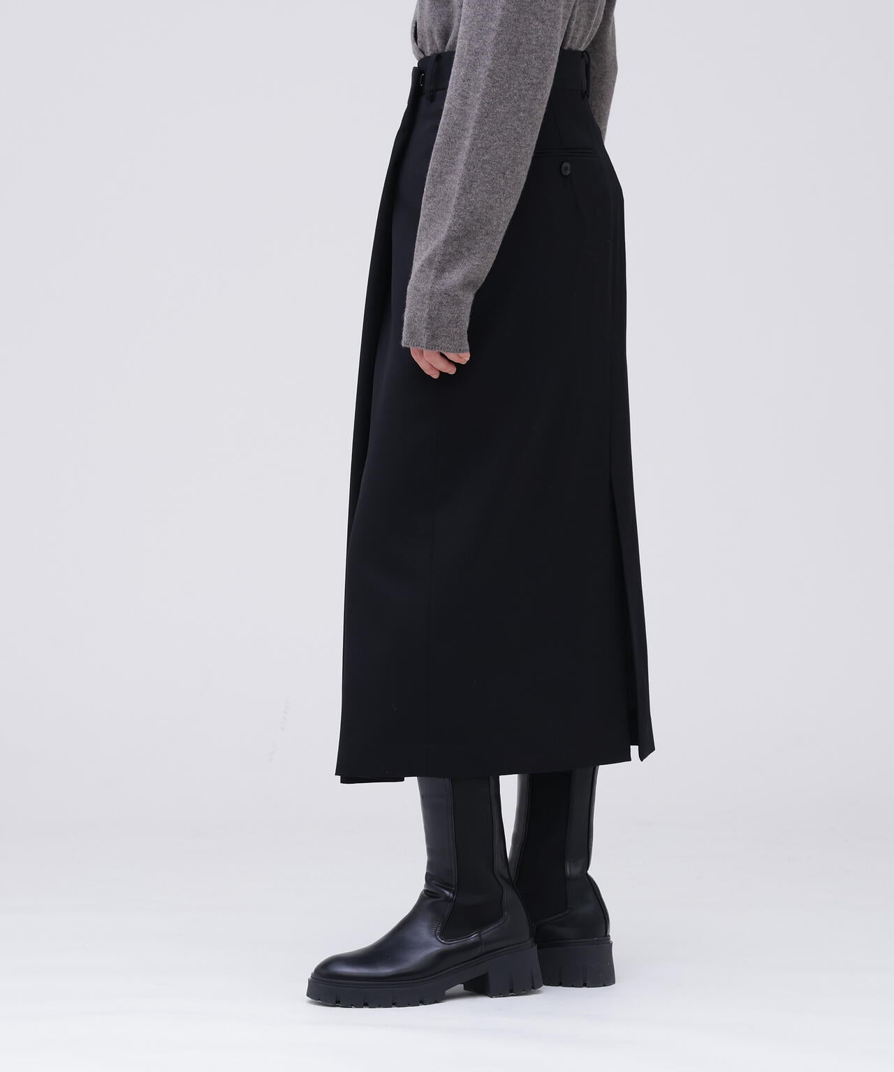 YLEVE / MERINO WOOL TWILL WRAP SKIRT