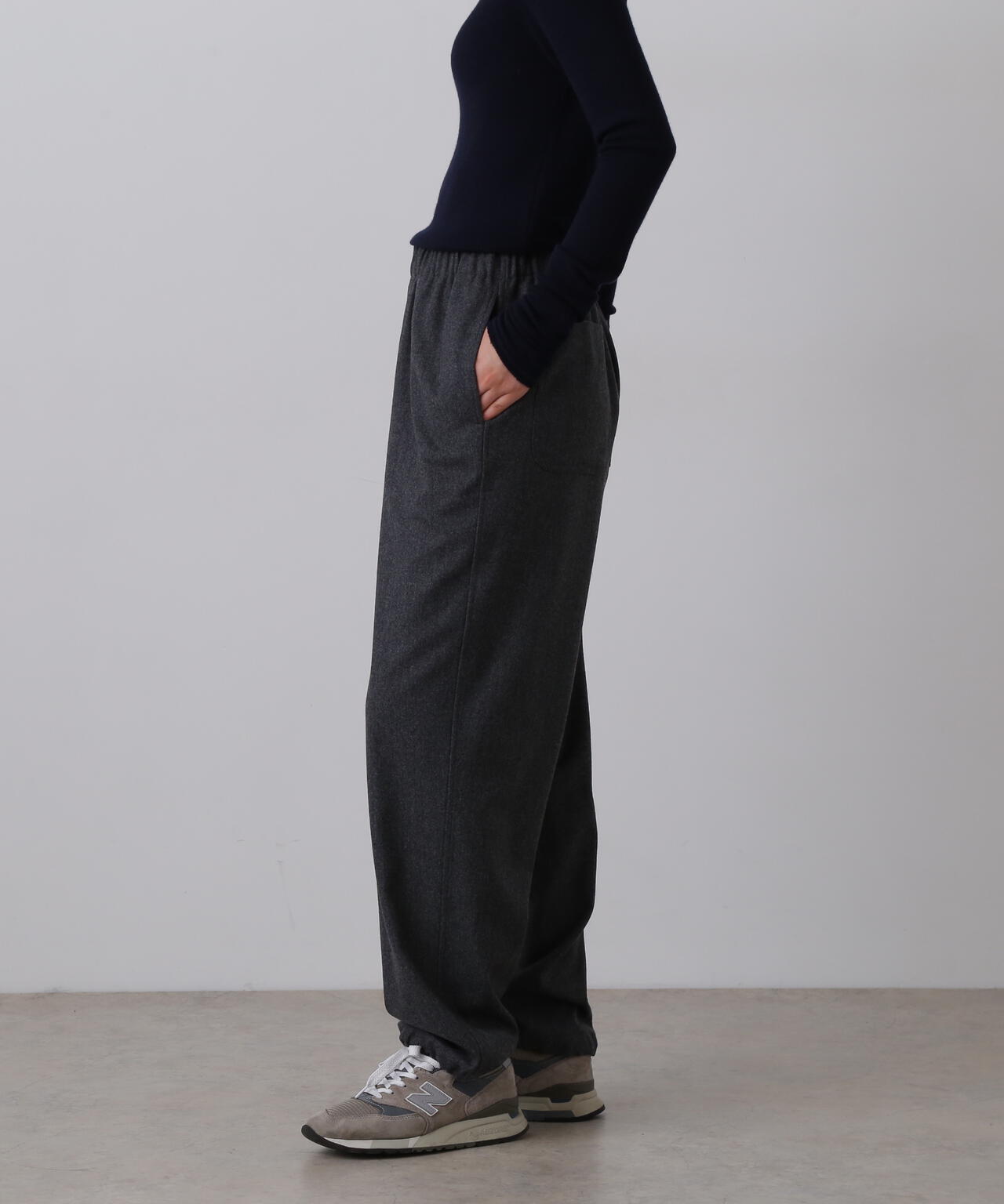 YLEVE / SUPER120's WOOL FLANNEL EASY TROUSERS