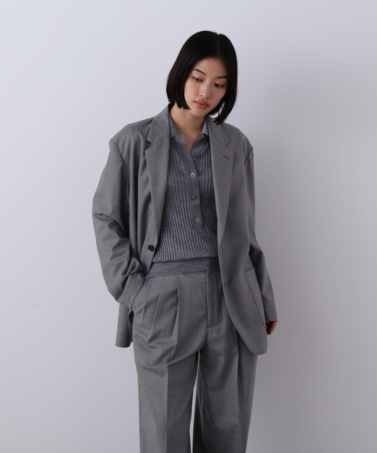 YLEVE / SUPER120'S CHAMBRAY WOOL JACKET