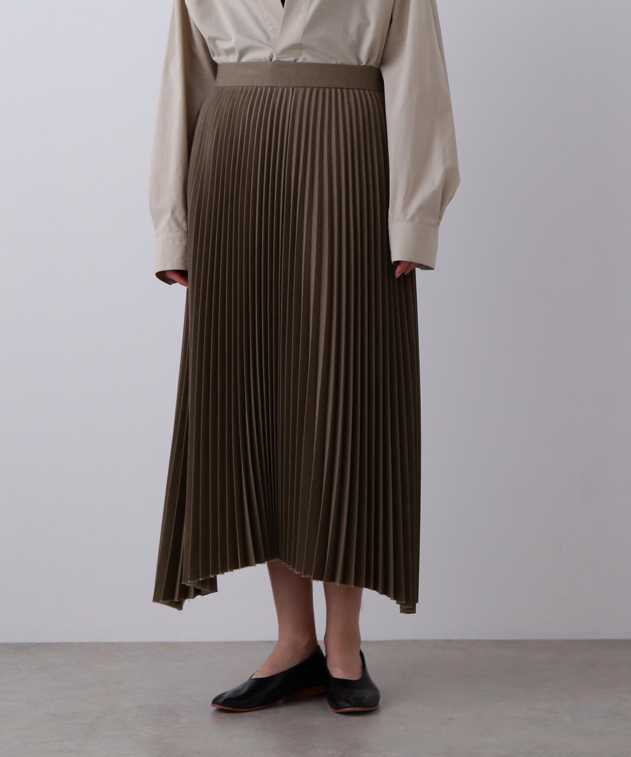 YLEVE / VINTAGE PIGMENTDYE WOOL PLEATED SKIRT