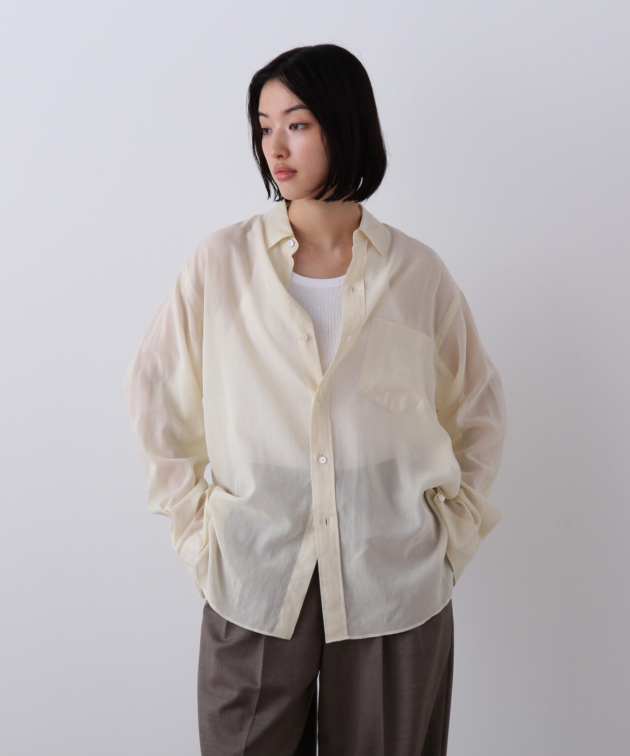 YLEVE / COTTON VOILE LAWN LONG SLEEVE SHIRT