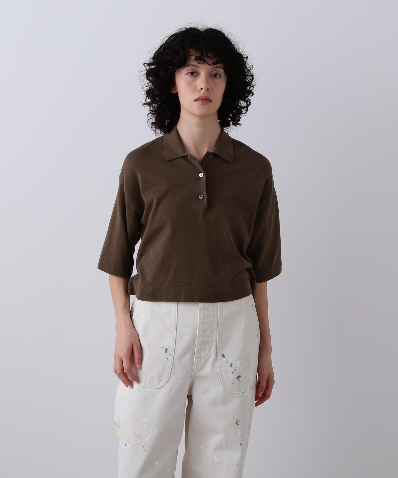 YLEVE / COTTON LINEN KNIT POLO
